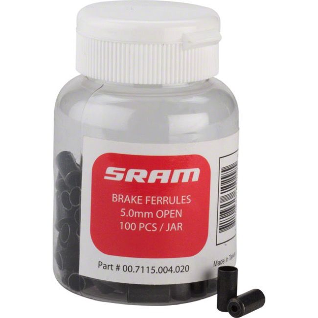 Кінцевик боудена SRAM Brake Ferrules 5.0mm Brass Open Black 100-count Jar