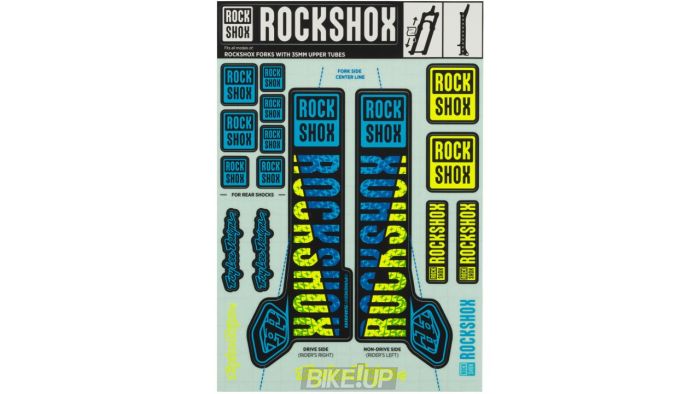 Наліпки Decal Kit Troy Lee Designs 35mm Blue/Yellow MY18 PIKE/Lyrik/Yari/Domain/Revelation(2018+)