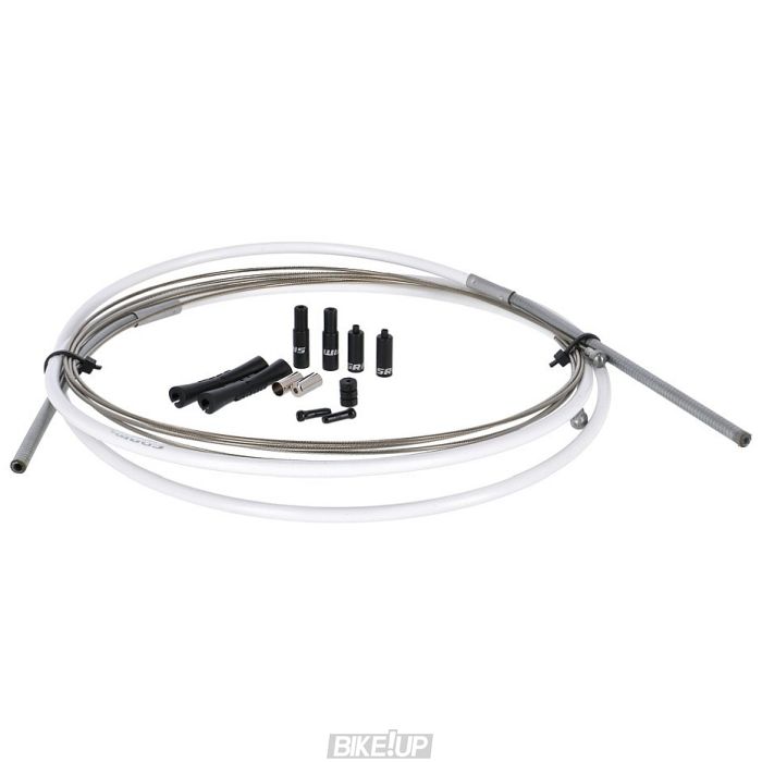 SRAM SlickWire Road Brake Cable Kit White 5mm (1x 850mm, 1x 1750mm 1.5mm coated cables, 5mm Kevlar® reinforced compression-free housing, ferrules, end caps, frame protectors)